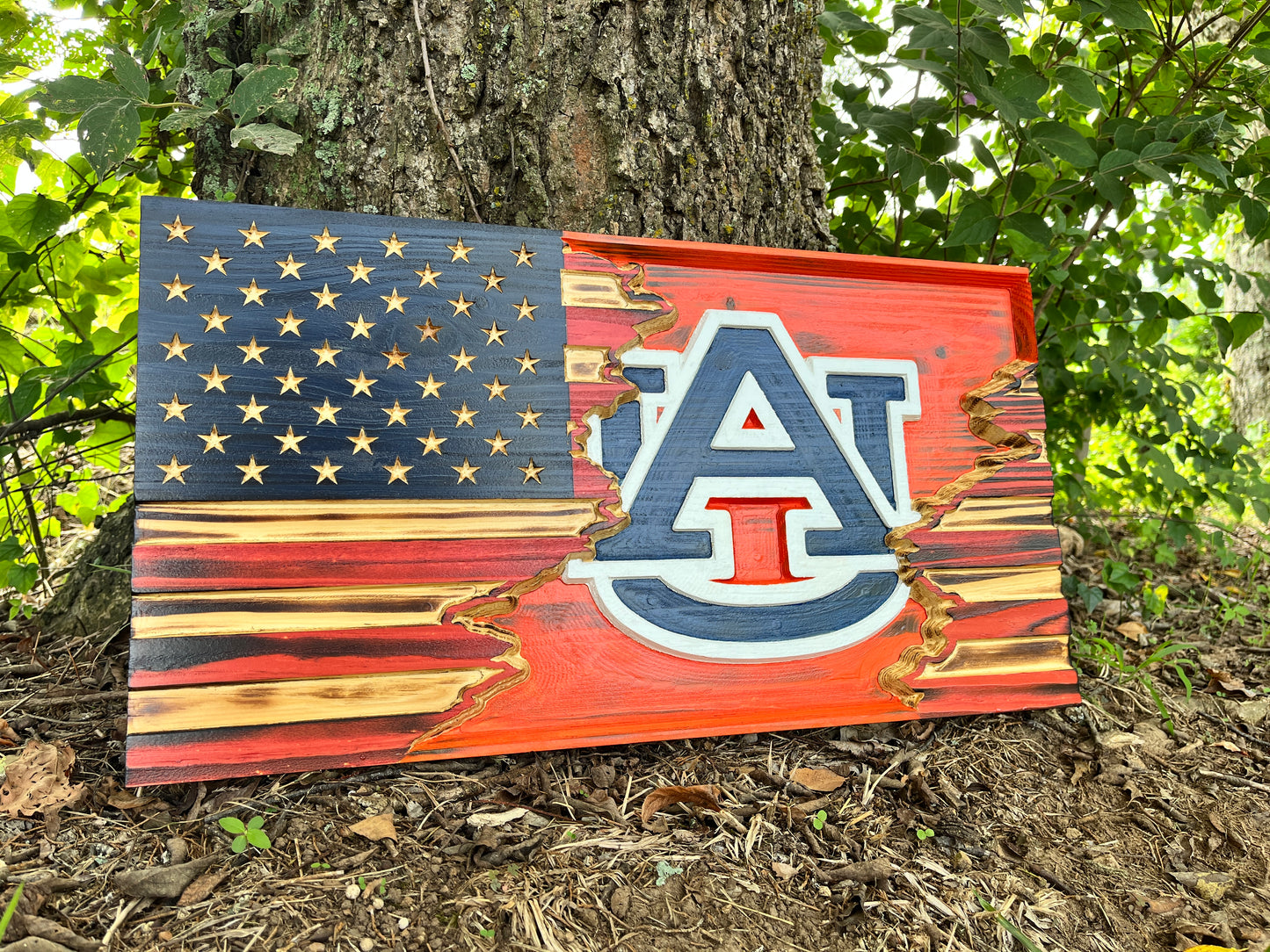 American/Auburn University Tattered Flag