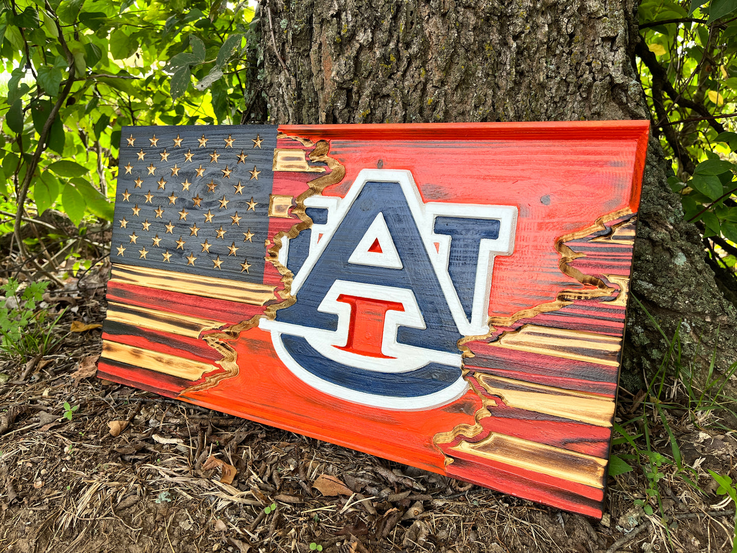 American/Auburn University Tattered Flag