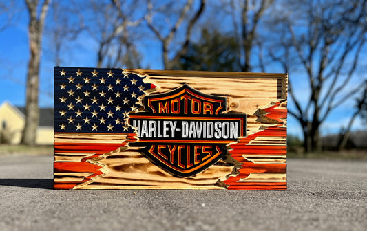 American/Harley Davidson Tattered Flag