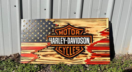 American/Harley Davidson Tattered Flag